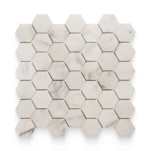2×2 Calacatta Gold Honed Hexagon Mosaic