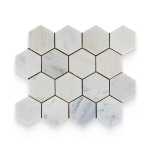 3×3 Bianco Bello Honed Hexagon Mosaic