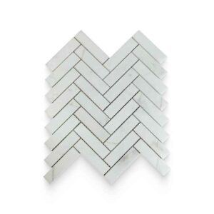 1×4 Daphne White Honed Herringbone Mosaic