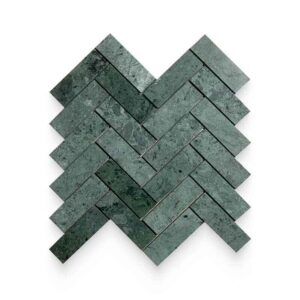 1.25×4 Verde Reale Polished Herringbone Mosaic